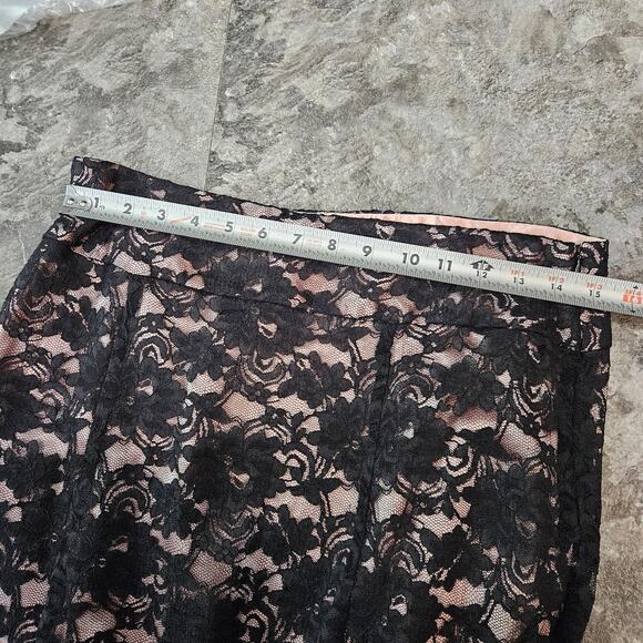 Y2K Lace Black Overlay Feminine Soft Romantic Gothiccore Midi Skirt Size 8 - Picture 5 of 9